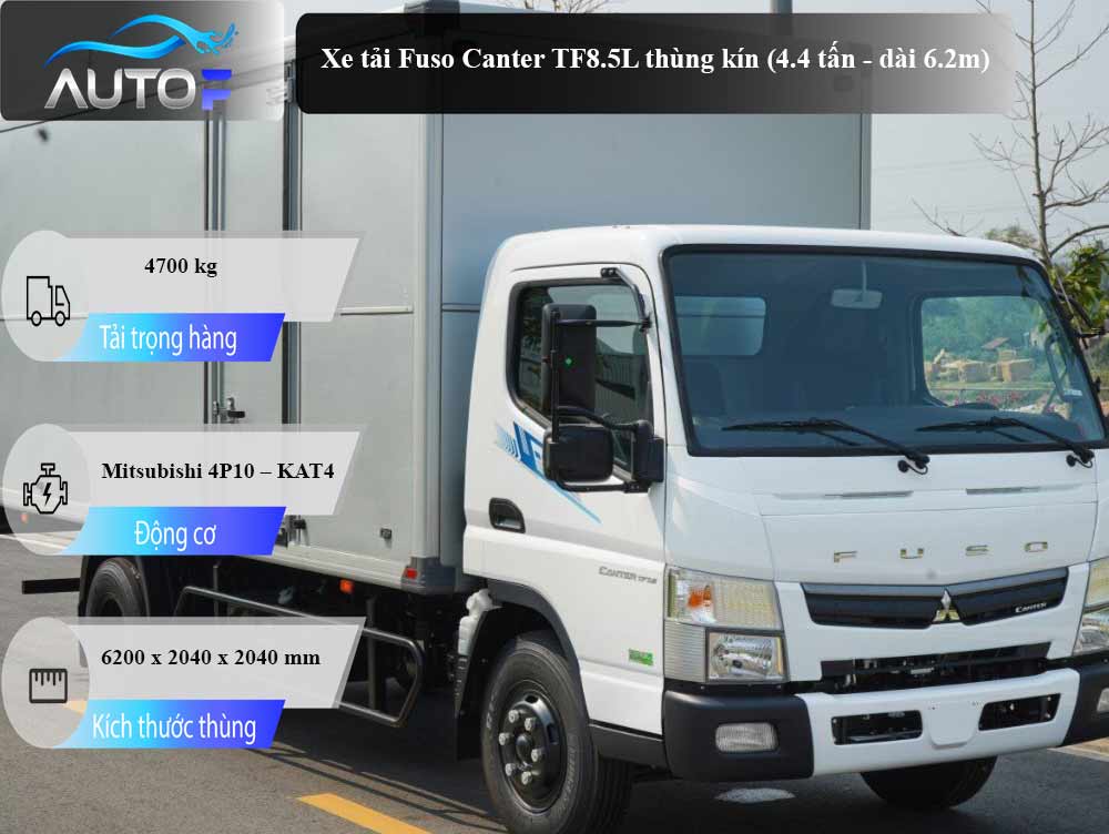 Xe tải Fuso Canter TF8.5L thùng kín (4.4 tấn - dài 6.2m)